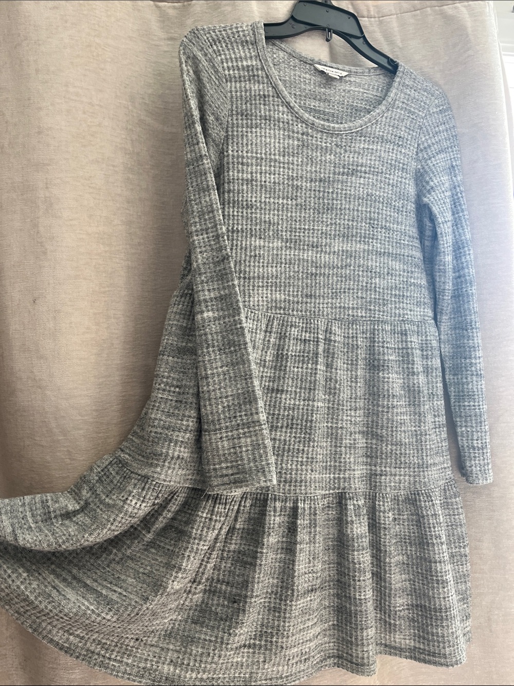 American Eagle Outfitters Gray Long Sleeve Tiered Knit Dress